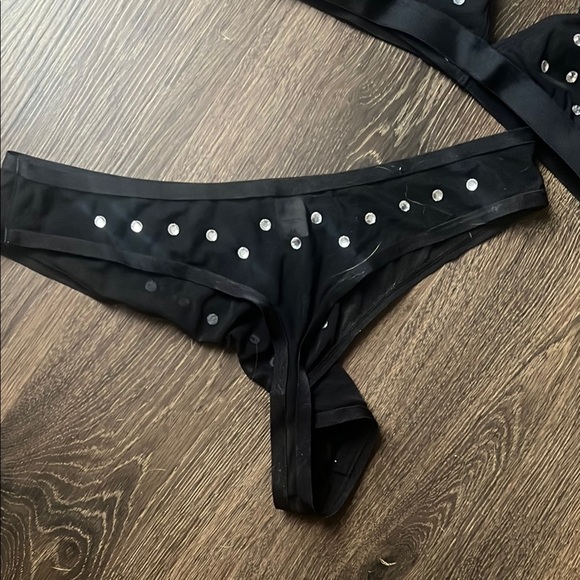 Parade Black Sheer Bralette and Panty Set with Silver Accents size medium - Picture 5 of 8